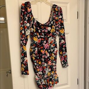 Velvet Floral Long Sleeve Dress